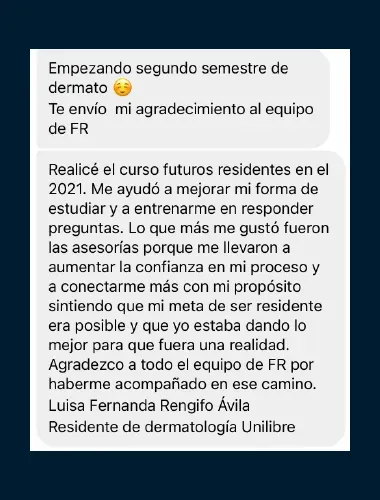 Testimonio de una estudiante FR admitida a la residencia médica